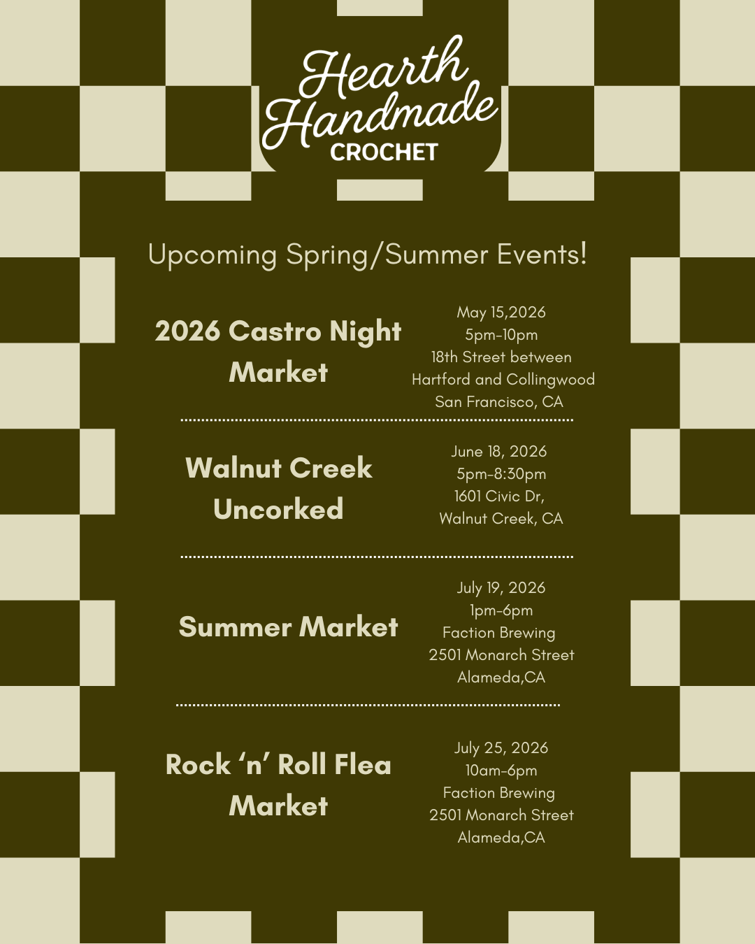Hearth Handmade Crochet Spring/Summer Events