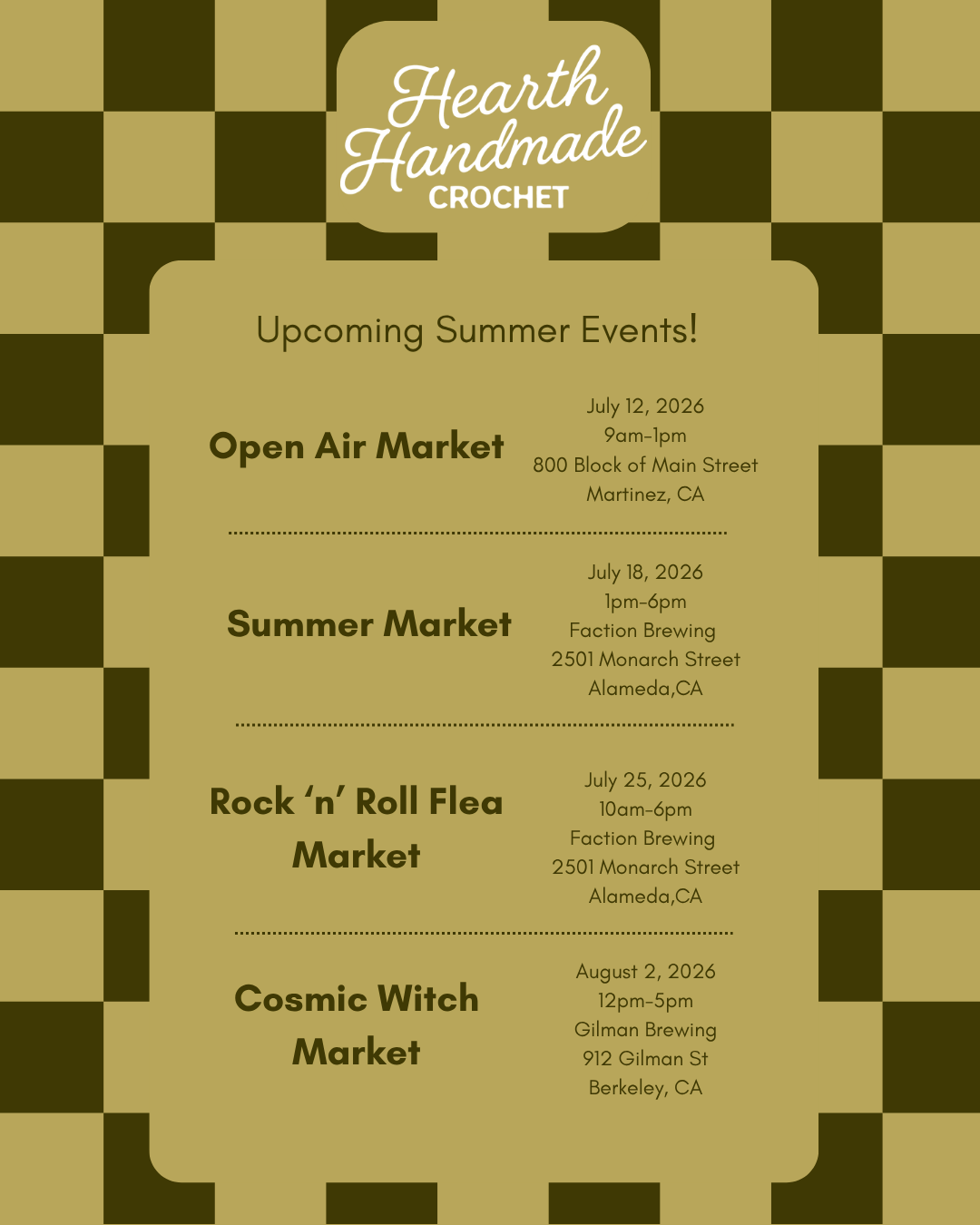 Hearth Handmade Crochet Summer Markets