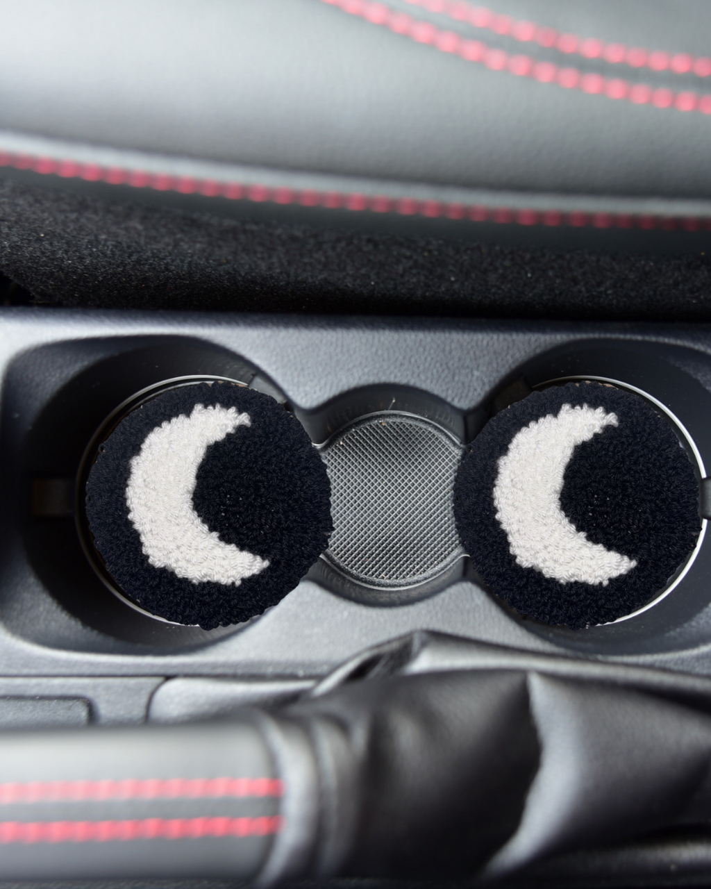 White and Black Car Cup Rug