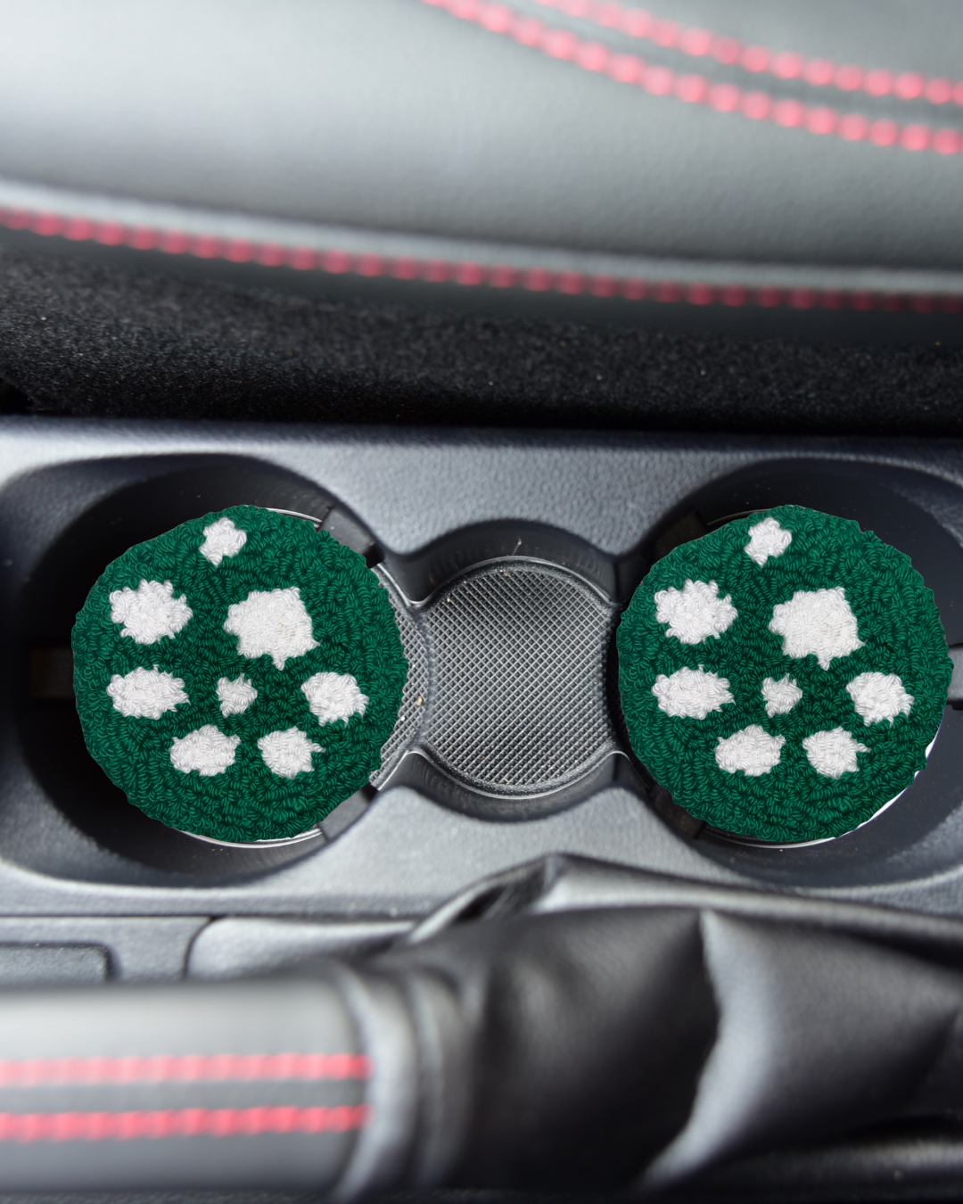 Green Toadstool Car Cup Rug