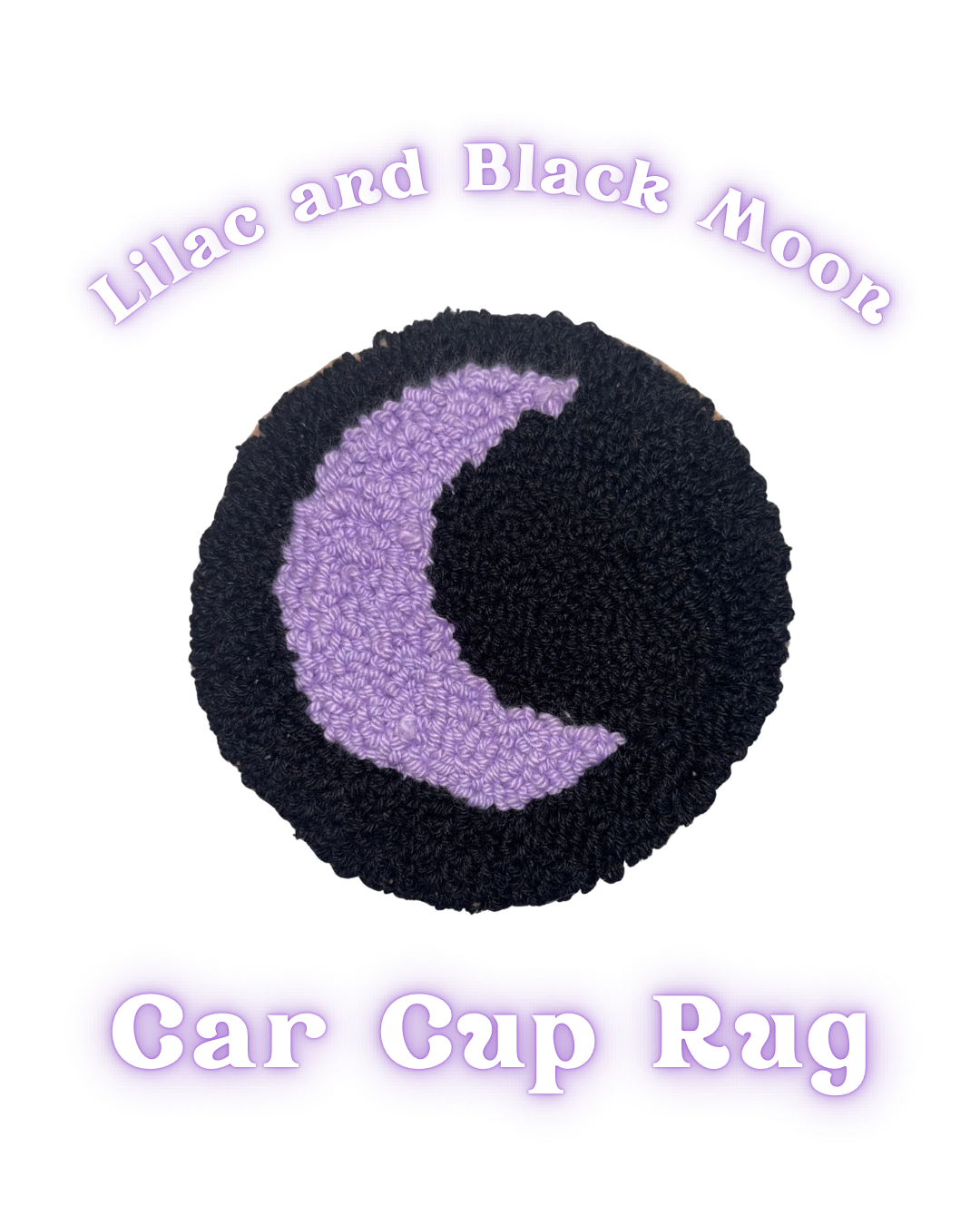 Lilac and Black Moon Car Cup Rug