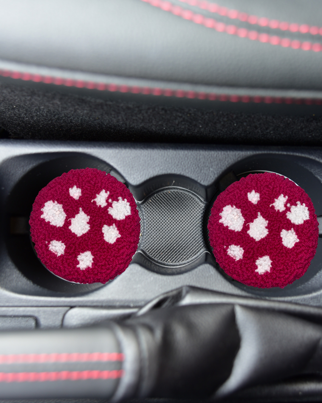 Red Toadstool Car Cup Rug