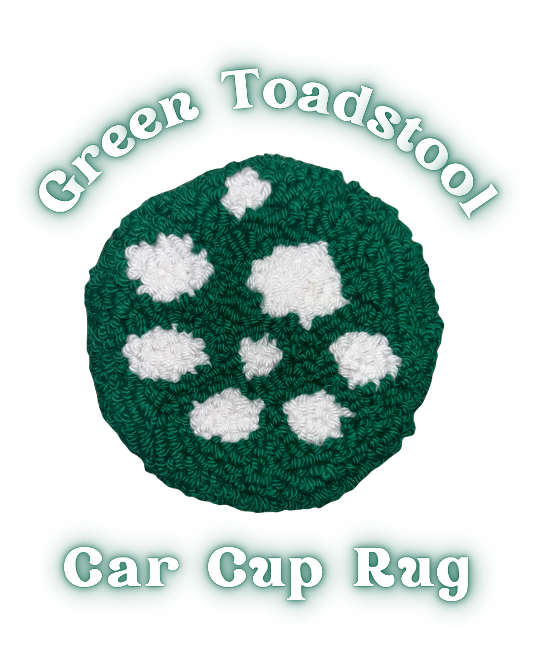 Green Toadstool Car Cup Rug