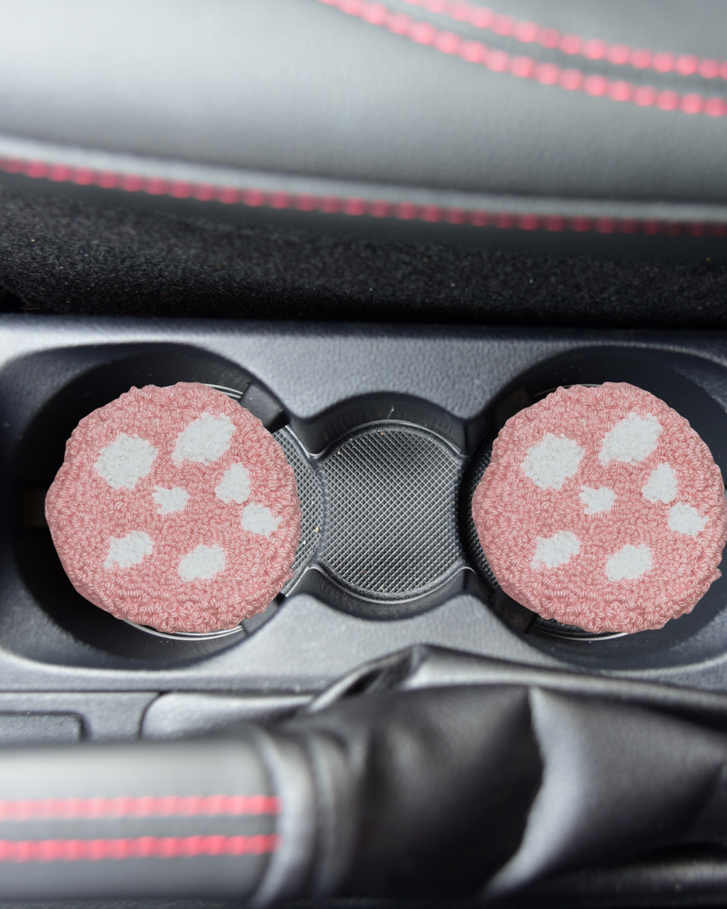 Pink Toadstool Car Cup Rug