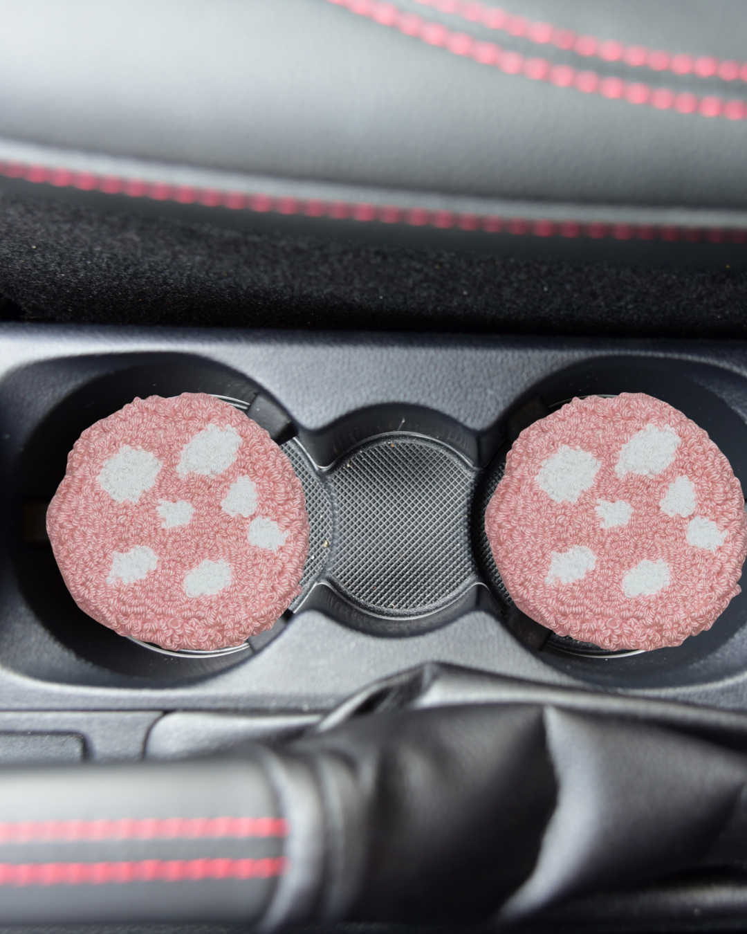 Pink Toadstool Car Cup Rug