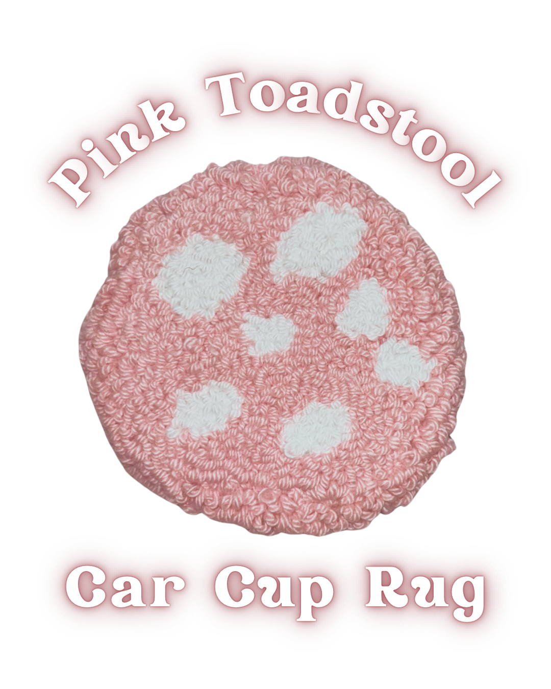 Pink Toadstool Car Cup Rug