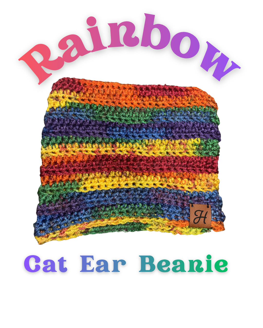 Cat Ear Beanie - Rainbow, Small